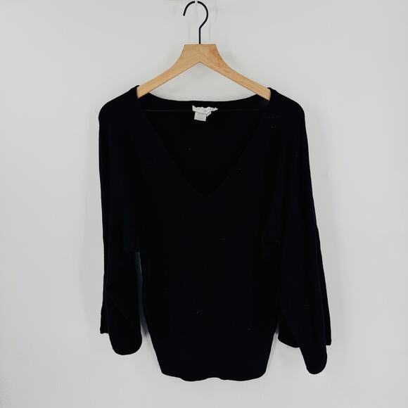 Vintage Spiegel Black Silk Cashmere Blend V-Neck Sweater Women’s Large - Picture 8 of 8